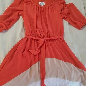 Orange Color Block Dress